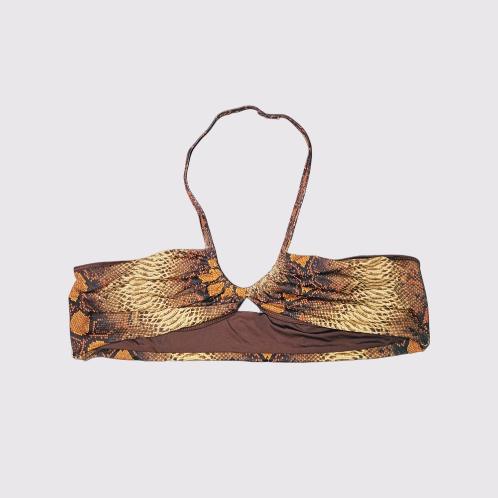 Skims Swim Brown Dessert Snake Print Bikini Halter Top! - Picture 2 of 6